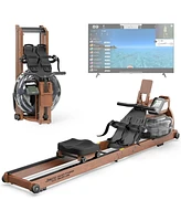 Joroto Rowing Machines for Home Use, Foldable Rower Machine with Bluetooth Monitor, Tablet Holder Water Rowing Machine
