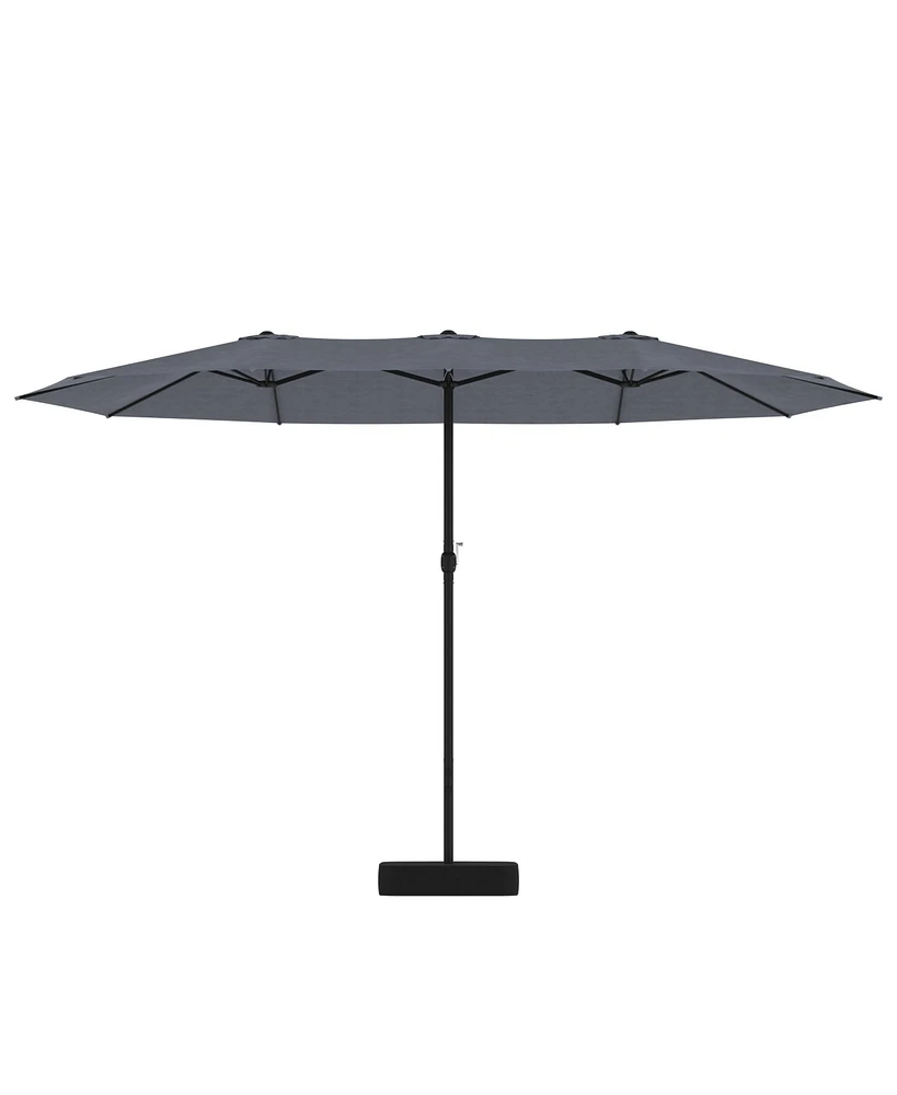 15 ft. Large Market Double Sided Umbrella Outdoor Patio Umbrella in Blue with Crank Handle, for Poolside Lawn Garden