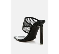 Salween Clear Embellished Square Toe Heels