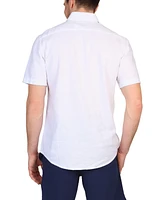 Tailorbyrd Men's Solid Linen Blend Short Sleeve Shirt