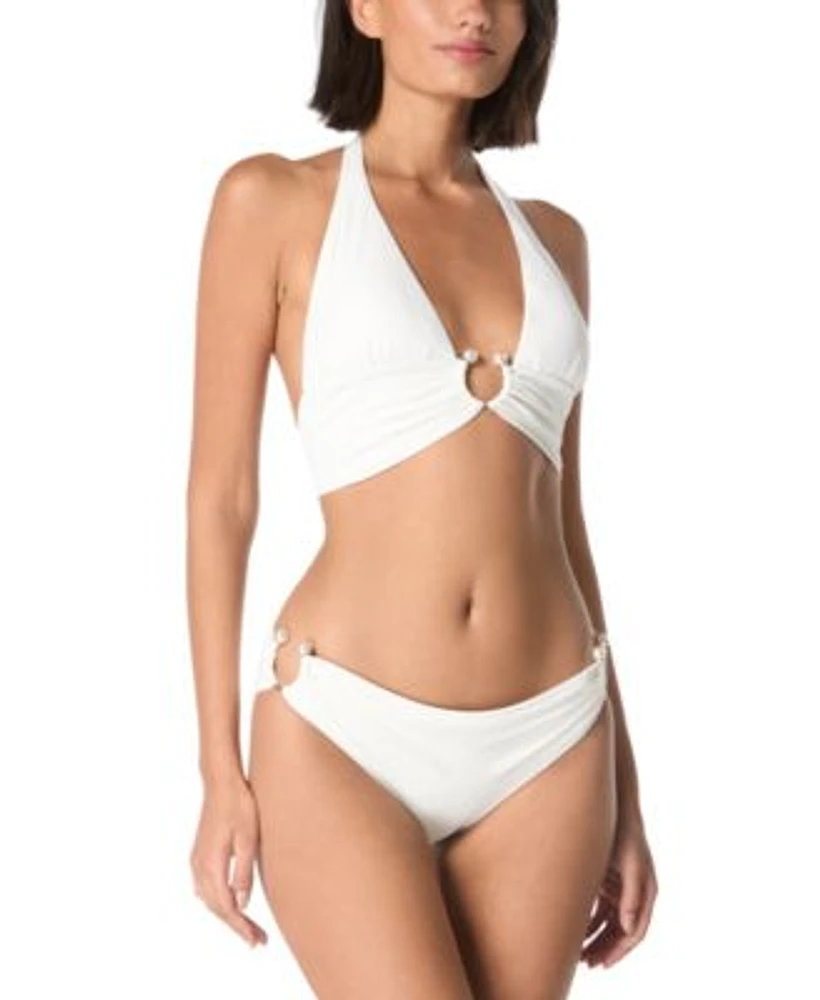 Carmen Marc Valvo Womens Halter O Ring Bikini Top Bottoms