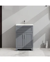 Casainc 24" Bathroom Sink Vanity Laundry Utility Gray Cabinet