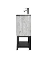 Casainc 20" Small Bathroom Vanity with Sink & Faucet, Freestanding Bathroom Cabinet with White Ceramic Basin