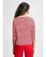 Isaac Mizrahi Women's Long Sleeve Stripe Tee