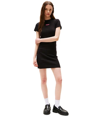 Tommy Jeans Women's Script Logo Ribbed Mini Dress
