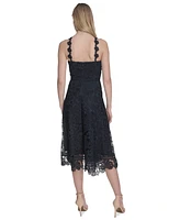 Eliza J Women's Lace Halter Handkerchief-Hem Midi Dress