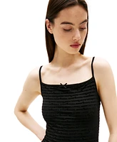 Tommy Jeans Women's Script-Striped Mesh Sleeveless Dress