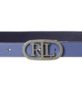 Lauren Ralph Oval-Logo Reversible Leather Skinny Belt