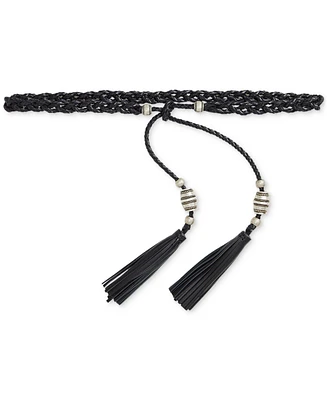 Lauren Ralph Braided Leather Tassel-Tie Belt