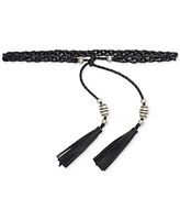 Lauren Ralph Braided Leather Tassel-Tie Belt