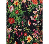 Betsy & Adam Plus Floral Print V-Neck Sleeveless Gown