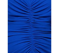Betsy & Adam Plus V-Neck Blouson-Sleeve Gown