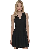Dkny Women's V-Neck Sleeveless Godet Shift Dress