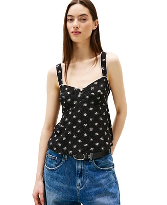 Tommy Jeans Women's Floral-Print Sweetheart Tank Top