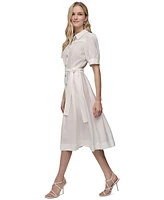 Dkny Women's Elbow-Sleeve Belted Midi Shirtdress