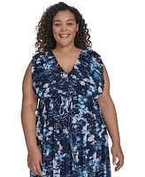 Dkny Plus Printed Empire Maxi Dress