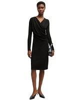 Boss by Hugo Women's Stretch Crepe Wrap-Front Dress