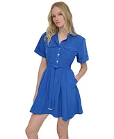 Dkny Women's Stand-Collar Cuffed-Sleeve Shirtdress