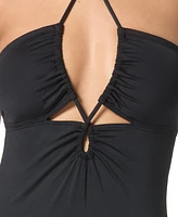 Michael Kors Women's Laced Keyhole Halter One-Piece Swimsuit