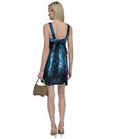 Dkny Petite Faded-Print Square-Neck Mini Shift Dress