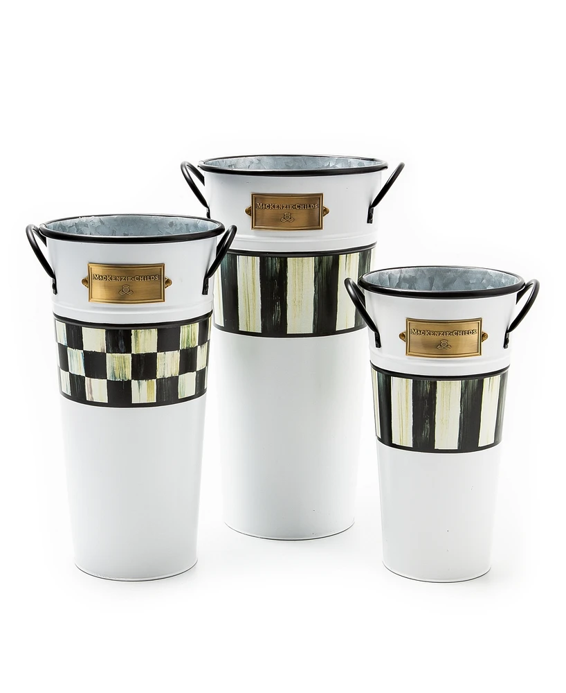 Mackenzie-Childs Spectator Galvanized Flower Buckets, Set of 3
