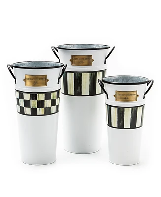 Mackenzie-Childs Spectator Galvanized Flower Buckets, Set of 3