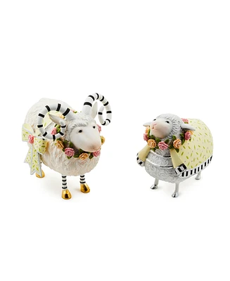 Mackenzie-Childs Patience Brewster Lydia Liam Lamb Figures, Set of 2