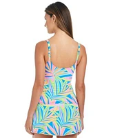 Bleu By Rod Beattie Womens On The Bright Side Printed Underwire Tankini Top High Waist Swim Skirt