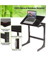 Adjustable C-Shape Couch End Table wth Tilting Top