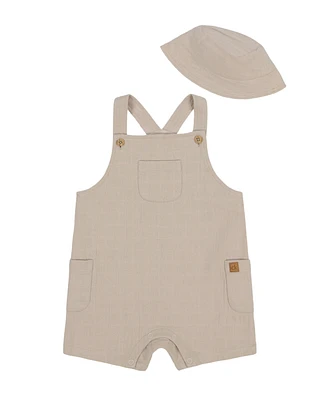 Calvin Klein Baby Boys 2-Piece Gauze Sunsuit and Matching Hat Set