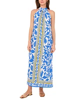 Vince Camuto Women's Border-Print Sleeveless Halter Maxi Dress