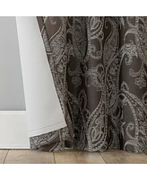 Pedra Paisley Embroidery 100% Blackout Back Tab Curtain Panel