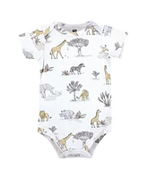 Hudson Baby Boys Cotton Bodysuits, Neutral Safari World, 9-12 Months