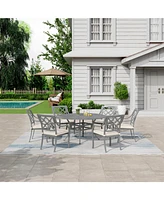 Mondawe Powder Coated Cast Aluminum Outdoor Dining Armchair with Cushion (Set of 2)