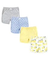 Hudson Baby Girls Shorts Bottoms 4-Pack, Lemons, 9-12 Months