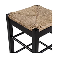 Counter Stool with Frame and Handwoven Rush Seat for Rustic and Comfortable Seating
