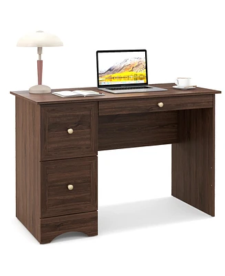 Wooden Vintage Computer Desk with 3 Drawers for Home and Office