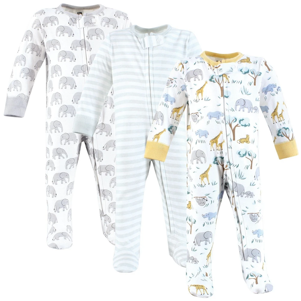 Hudson Baby Boys Cotton Sleep and Play, Safari Friends