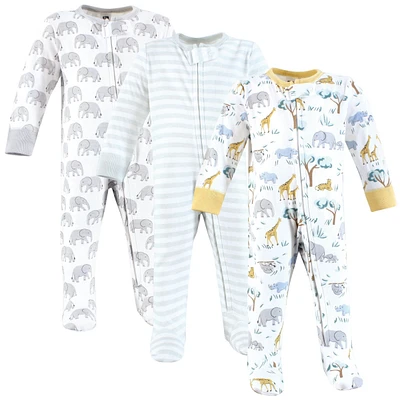 Hudson Baby Boys Cotton Sleep and Play, Safari Friends