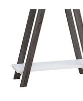 Modern Wood Console Table with Corner Storage Compartment