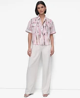 Dkny Women's Printed Chiffon Boxy-Fit Top