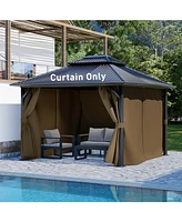 Aoodor Gazebo Curtain 10' x 12' Replacement Universal 4 Panel Sidewalls (Only Curtain