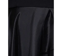 Betsy & Adam Plus Mixed-Material Strapless Ball Gown