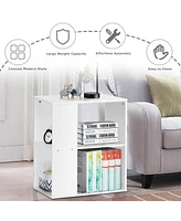 2-Tier Side End Table with Storage Shelves