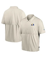 Nike Men's Bone Los Angeles Rams Sideline Coaches Half-Zip Short Sleeve Jacket