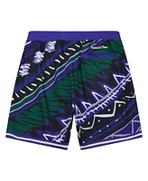 Mitchell & Ness Men's Purple Milwaukee Bucks Game Day Pattern Shorts