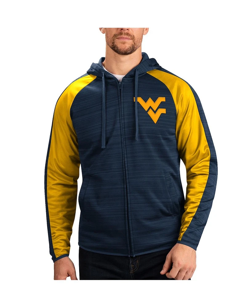 G-iii Sports by Carl Banks Men's Navy West Virginia Mountaineers Neutral Zone Raglan Full-Zip Track Jacket Hoodie