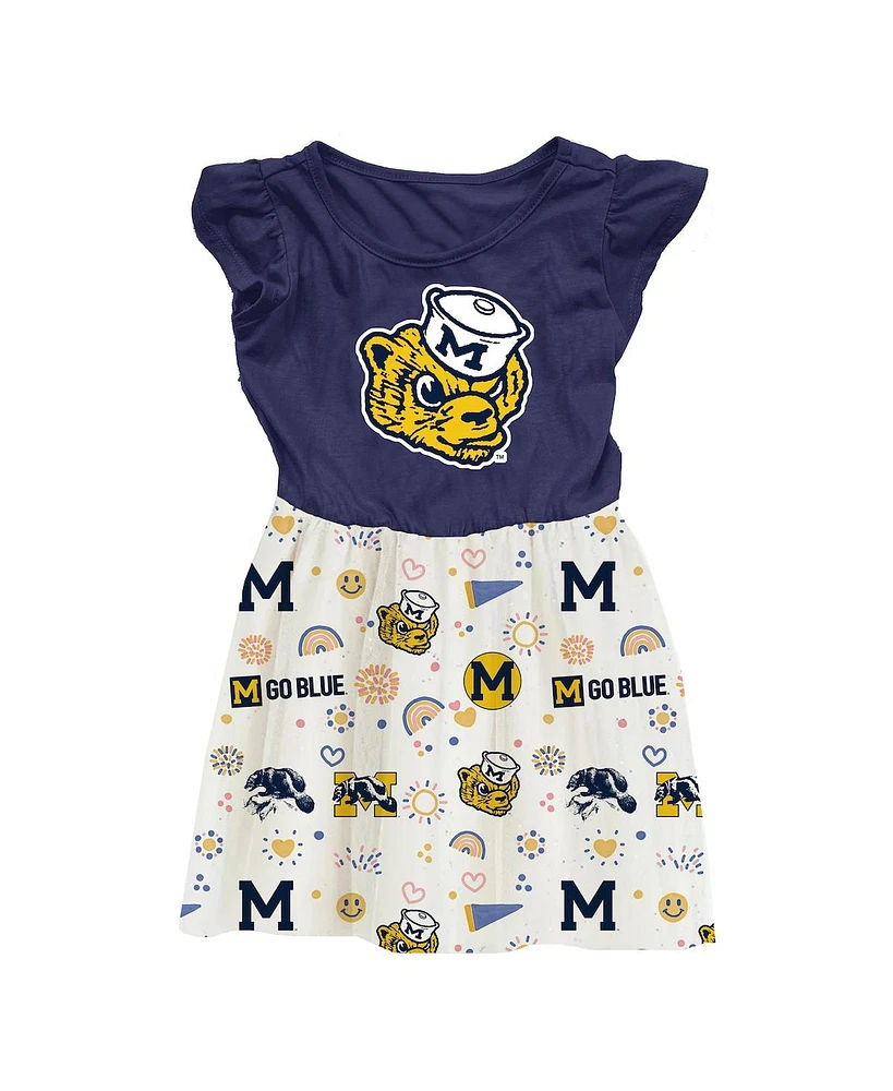 Wes & Willy Toddler Navy Michigan Wolverines Vault Princess Dress