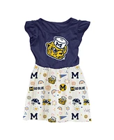 Wes & Willy Toddler Navy Michigan Wolverines Vault Princess Dress