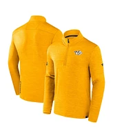 Fanatics Men's Heather Gold Nashville Predators Authentic Pro Quarter-Zip Top